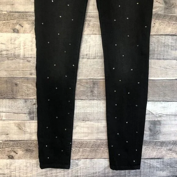 DL1961 Emma Low Rise Skinny Jeans in Kershaw Size 25 Black with Bling - Picture 5 of 11